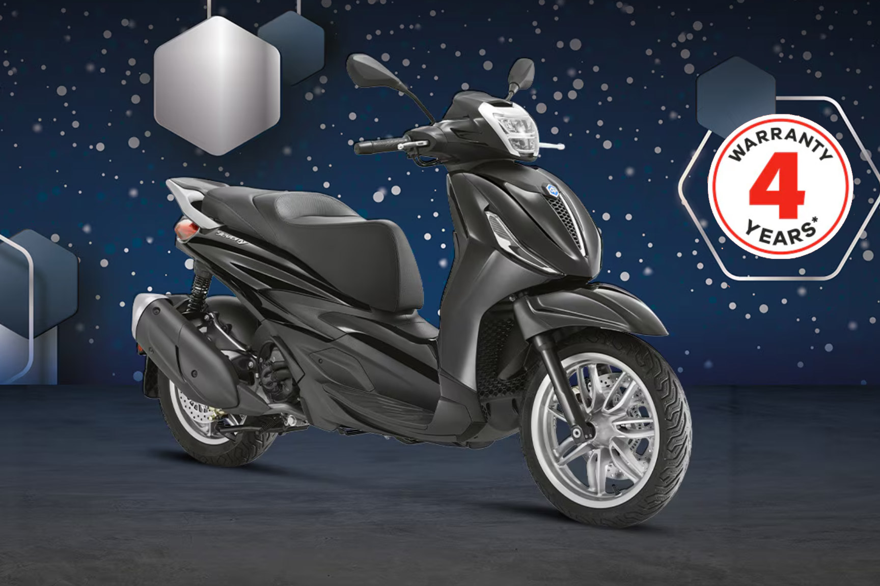 4 JAHRE GARANTIE AUF DIE NEUEN PIAGGIO MODELLE.